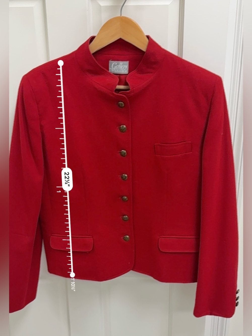 80’s VINTAGE Equestrian 100% Wool Red Austrian Jacket Military Mandarin Blazer M - Picture 15 of 16